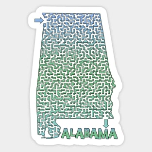 Alabama State Outline Coastal Themed Maze & Labyrinth Sticker